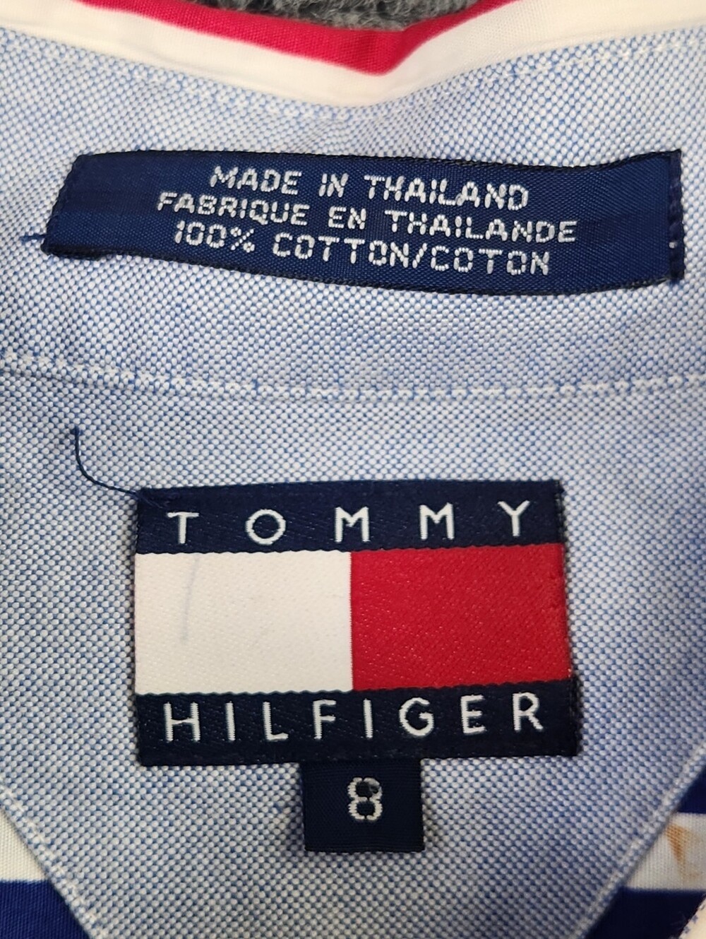 Tommy Hilfiger Women’s Vintage 1990's Colorblock Pinstripe Button Up Shirt Sz 8 - Picture 7 of 13